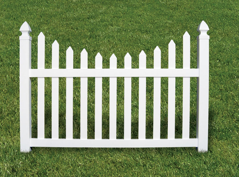 Scallop top semi-private white vinyl fence in Pinellas Park