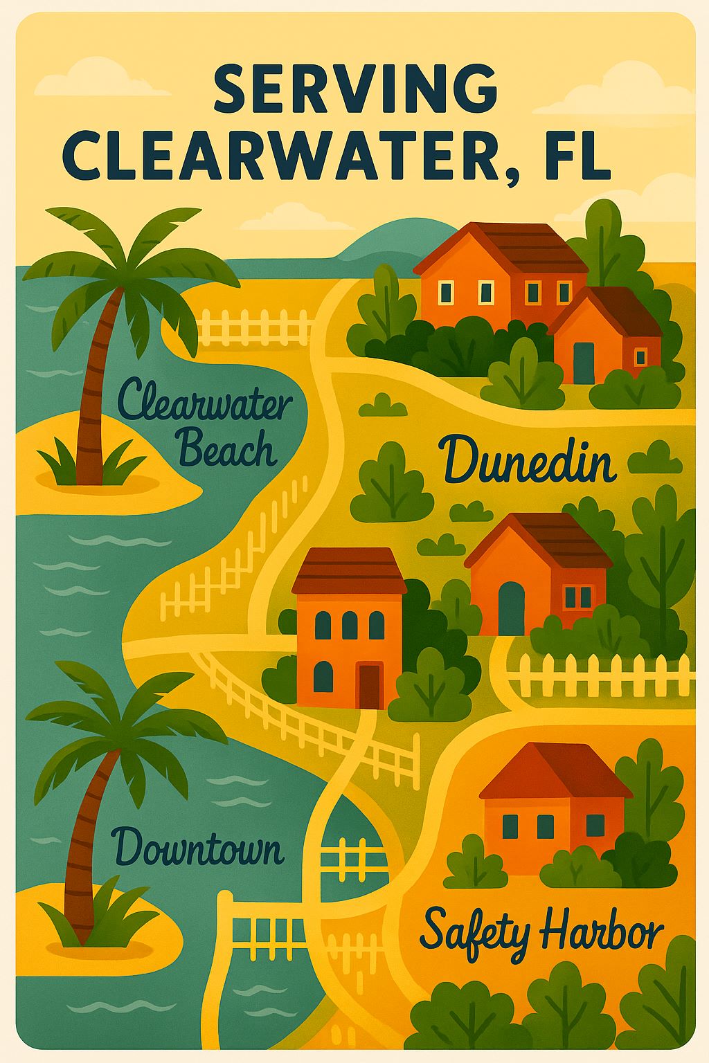 Map artwork of Clearwater service area