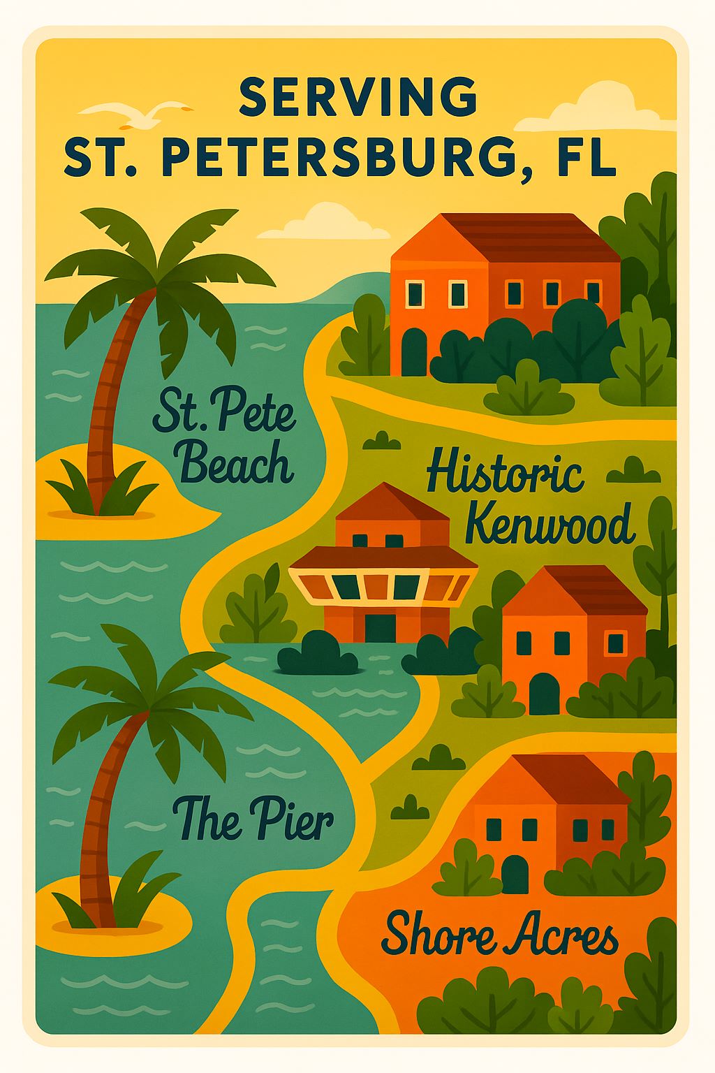 Illustrated map of St. Petersburg service area