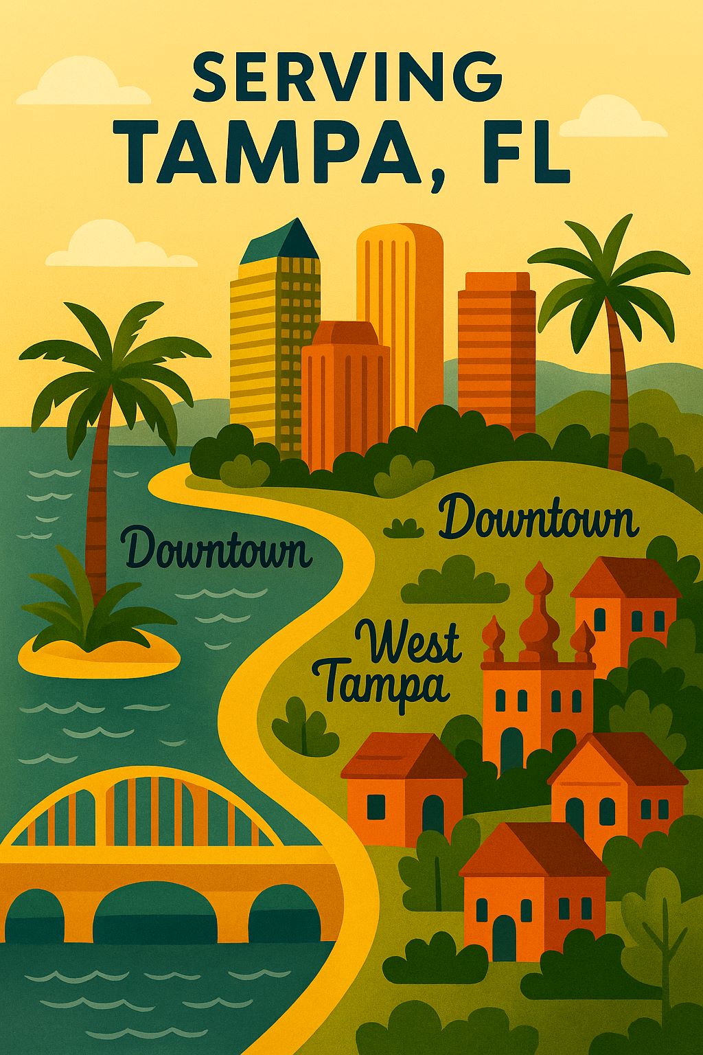 Map artwork of Tampa service area
